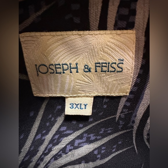 Joseph & Feiss s/s printed shirt. Black/Olive/Tan size 3XLT. 100% Silk - Picture 6 of 11
